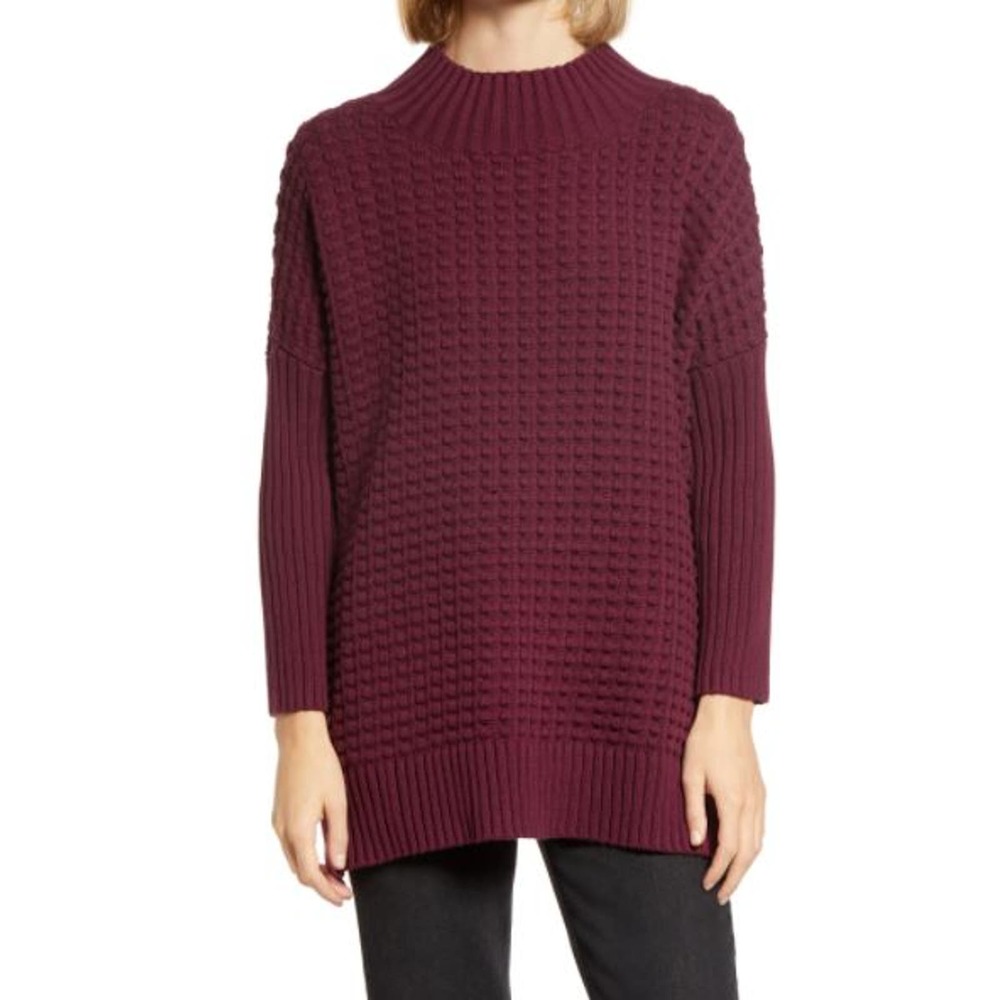 NWT French Connection Mozart Popcorn Cotton Sweater Jumper Berry Blush XS